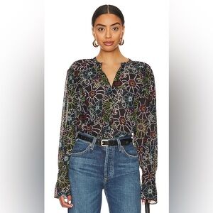 Steve Madden Camella Floral Blouse in Black Multi